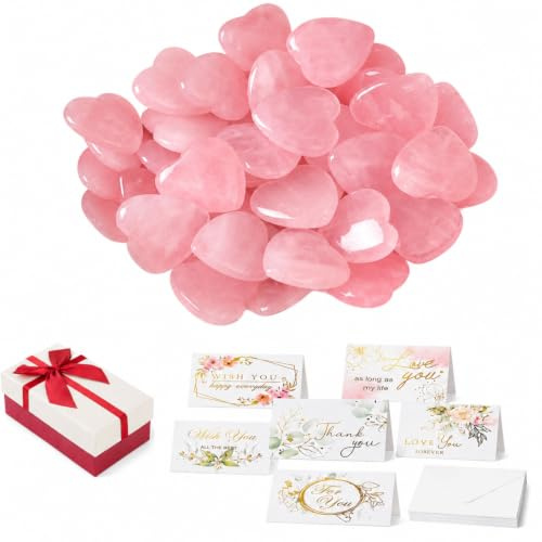 18 Stk. Rosenquarz Herz Steine Set, Herzsteine zum Verschenken, Edelstein Herzen als Handschmeichler, Geburtstagsmitbringsel, Herz Geschenk Give‑Aways, Herzen Deko für Hochzeit, Valentinstag & Alltag