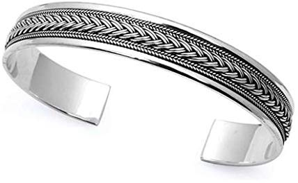 Treasure Bay Armreif aus massivem 925er Sterlingsilber für Herren (Silber, Einheitsgröße)