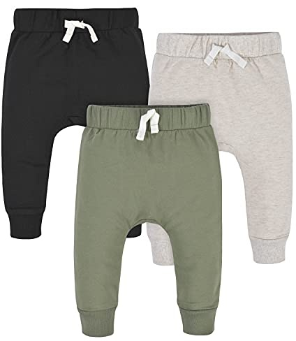 Gerber Baby Boys Toddler 3-Pack Jogger Sweatpants, Green/Black, 3T US