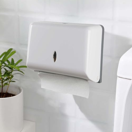 TOBEFORT Touchless Paper Towel Dispenser Wall Mount, No Drilling Waterproof/Dustproof Multifold Tissue Holder for Home Kitchen Office Bathroom Toilet…
