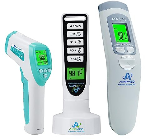 Amplim W1 F2 CA3 Non-Contact Touchless Infrared Digital Forehead Thermometer for Adults and Babies (Pack of 3)