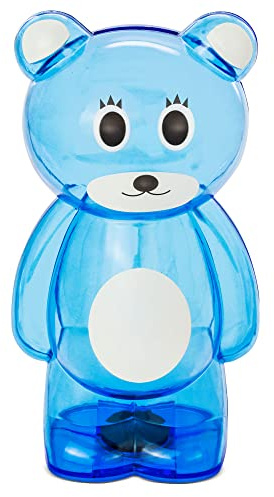 Salvadanaio porcellino in plastica trasparente a forma di orsetto salvadanaio originale misura grande per bambini con tappo salvadanaio leggero e resistente (blu)