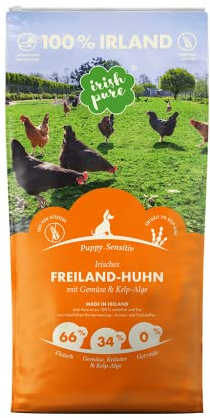 Irish Pure Puppy Trockenfutter | 1.5kg | Welpenfutter | Freiland-Huhn mit Kelp-Alge & Gemüse | Hoher Fleischanteil | Getreidefrei | Sensitiv | Hundetrockenfutter | Für alle Rassen