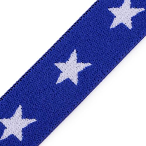 BIG-SAM 1 Meter Gummiband - Gummilitze | 20mm breit | mit Sternen (Königsblau)