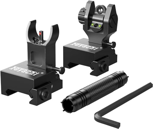 Feyachi S28 Flip Up Visiere Klappbare vordere und hintere Eisenseiten BUIS Visiere, Backup-Visierset Airsoft-Zubehör für Picatinny-Schiene auf