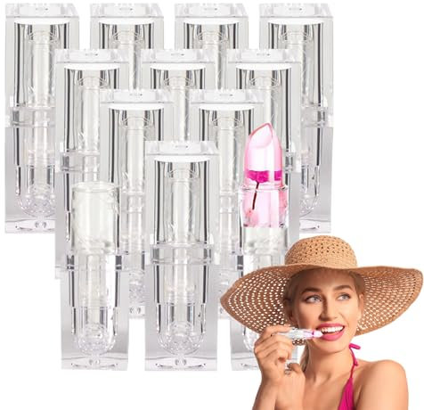 RobLuX 12 Stück Leer Lippenstifthülsen Transparent Lippenbalsam Behälter mit Kappe Nachfüllbar DIY Lippen Balm Tubes für Selbstgemachten Lippenbalm (5ml)