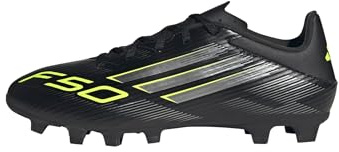 adidas Unisex F50 Club Firm Ground/Multi Ground Football Boots, Core Black/Iron Metallic/Lucid Lemon, 43 1/3 EU