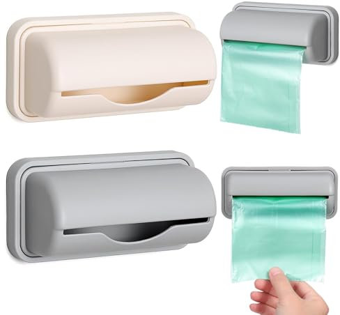 lomdung 2 Pezzi Contenitore per Sacchetti Della Spazzatura in Plastica Montato a Parete, Dispenser per Sacchi Della Spazzatura Multiuso, Supporto per Sacchi Della Spazzatura per Cucina Domestica Bagno