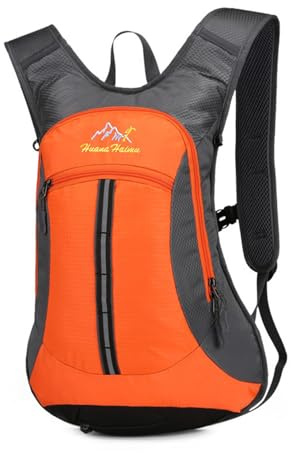 PORRASSO Mochila de Senderismo Mochila Impermeable 18L Ligera Mochila Hiking Backpack para Hombre Mujer Acampar Hacer Ciclismo Escalada Deportes Aire Libre Naranja