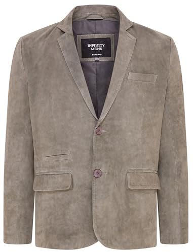 Infinity Leather Manteau de Veste de Blazer Italien en Cuir Suédé Véritable Doux Pour Hommes
