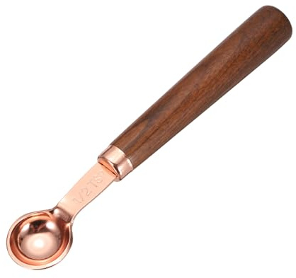 sourcing map Measuring Spoon, 2.5ml Stainless Steel Coffee Scoop Spoon with with Wood Handle for Ground Coffee Tea Sugar Cooking Baking, Rose Gold