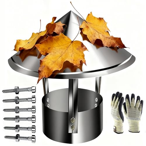 Cappello per Camino in Acciaio Inox 304, Comignolo Stufa a Pellet Cappello Canna Fumaria, Tetto Antipioggia per 170mm/180mm/190mm/200mm/210mm Scarico Camino Esterno, Regolabile(140mm/5.5in)