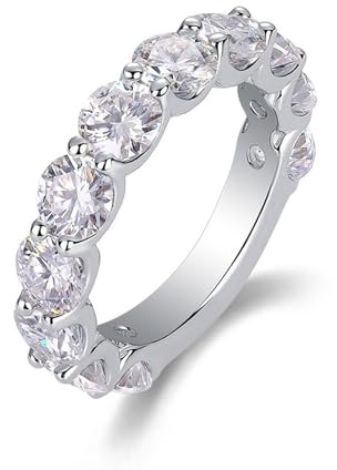 Whoiy Ringe Frauen Gold 750, Verlobungs Ringe 18k Weißgold Halbe Ewigkeit mit Moissanite Eheringe Echtgold Damenring Größe 63 (20.1)