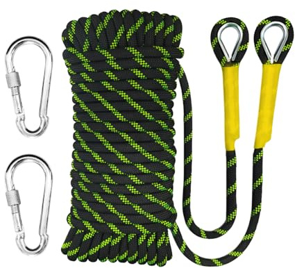YIUBCZOQI 40m Corda Statica da Arrampicata 8mm con 2 Moschettone, UIAA