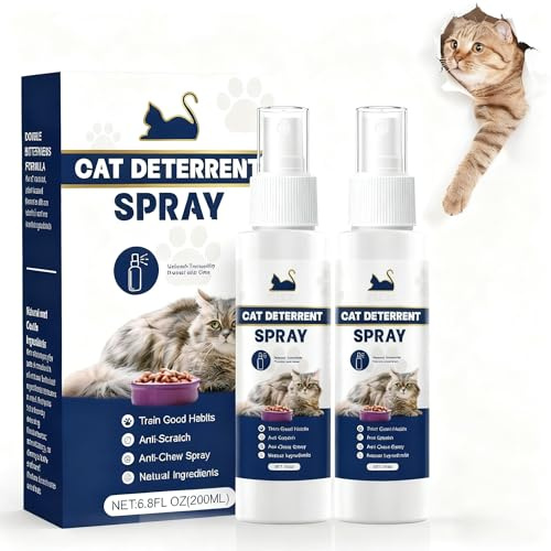 Cat Deterrent Spray, Cat Repellent Outdoor to Keep Cats Away, Cat Scratch Furniture protector Indoor & Outdoor, Effective Training Aid, Cat Deterrent Outdoor for Cats and Kittens (2 bottles, Blue)