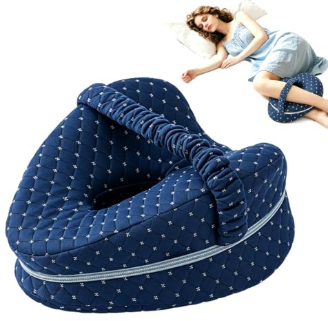 BEZHO Almohada para Rodillas para Dormir de Lado, Cojín Ergonómico de Espuma Viscoelástica para Alineación de Cadera y Columna, Alivio de Ciática y Dolor de Espalda (Azul Marino)