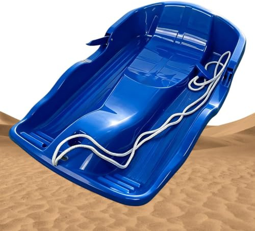 Snösläde 66 cm förtjockad barnkälke för skidåkning sandgräs | Hållbar PE-släde för 2 ryttare med bogserrep och handtag. Perfekt för snö, sand, gräs och vinternöje.
