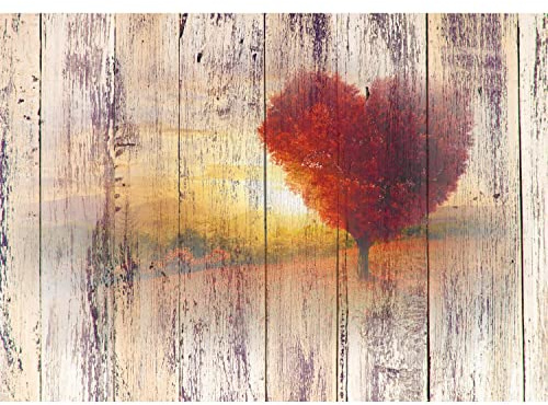 Runa Art Papel tapiz fotográfico mirada madera del otoño Moderna Lana Sala Cuarto Salón - Made in Germany - rojo marrón 9112010b