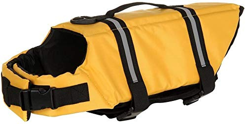 Izefia Hundflytväst simning säkerhetsbelagd flytande flytväst livräddare med handtag för liten hundvalp stor hund (gul, M)