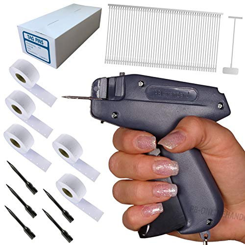 Etikettierpistole PB Standard [Set 8] | Etikettiergerät mit 5.000 Heftfäden nach Wahl + 5.000 Kartonetiketten 30x40mm auf Rolle + 5 Ersatznadel Mark 1 Standard Tag Gun (15mm)