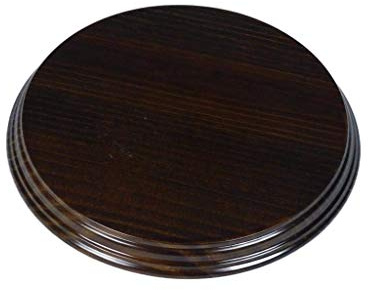 Greca Socle Rond Verni. Différentes dimensions. En bois massif teinté noyer. Diámetro 26 cms.