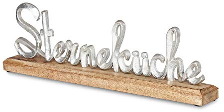 levandeo Schriftzug Sterneküche 40cm Metall Silber Mango Holz Deko Aufsteller Tischdeko Wohndekoration Küche Küchendeko Geschenk