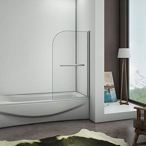 Sopravasca Parete Per Vasca Girevole 180° Vetro Temperato 5mm Trasparente Maniglia Portasciugamani Telaio Cromo Lucido 70x130cm