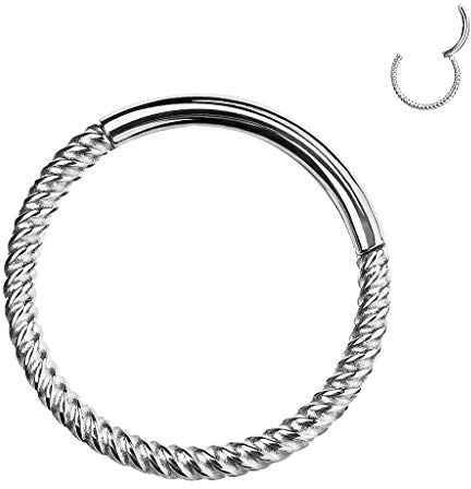 Piersando Segment Clicker Scharnier dünner Ring Piercing geflochten Septum Tragus Helix Nase Lippe Nasenring Ohrpiercing Nasenpiercing Silber 1,0mm x 8mm