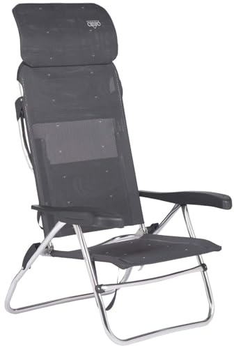 Crespo Camping Stuhl AL 223 Compact Garten Liege Stuhl Klappstuhl Klappbar Alu Dunkelgrau