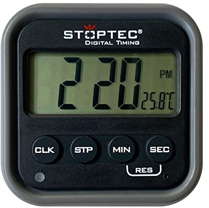 STOPTEC Digital Timer PT-110 - Count Down | Stoppuhr | Uhrzeit & Alarm | Temperatur | Sport & Freizeit | Lautlos | Magnethalter