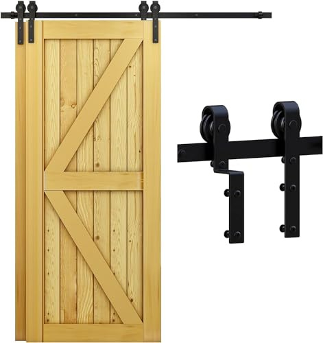 CCJH 11FT/332cm Schiebetürsystem Laufschiene Schiebetürbeschlag für Bypass 2 Holzschiebetür Zubehör Barn Door Hardware Kit Schwarz