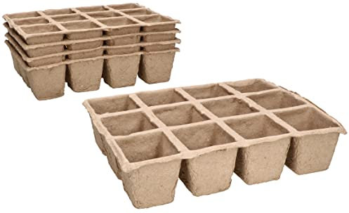 KOTARBAU® 72 Macetas de Cultivo de turba, 21x17x4,5 cm, Biodegradables y respetuosas con Medio Ambiente, Macetas ecológicas para plántulas, Hierbas y Semillas, Cuadradas, 6 bandejas de 12 macetas