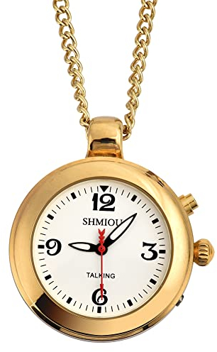 SHMIOU Orologio parlante italiano a catena d'oro per anziani ciechi ipovedenti, malati di Alzheimer Annuncio forte e chiaro XM-IT-220407