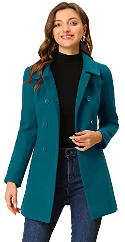 Allegra K Trench Coat pavo real Mujer