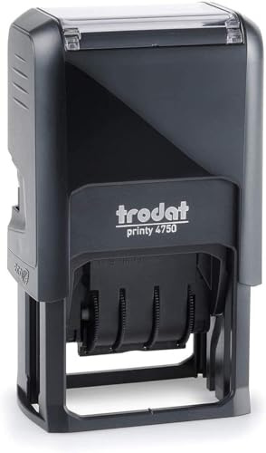 Trodat Printy 4750/L7 Timbro Datario Autoinchiostrante Testo REGISTRATO, Formato Data GG MMM (in lettere) AAA, Italiano, Altezza carattere 4 mm, Impronta 41x24 mm, Cartuccia inclusa Bicolore Blu/Rosso