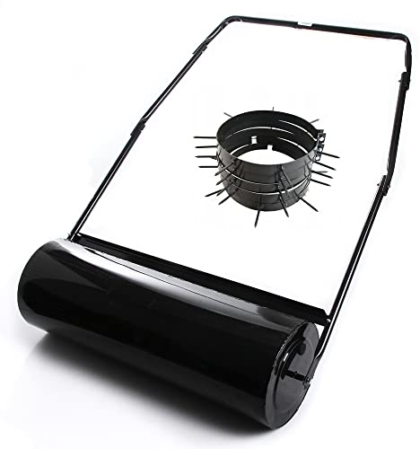 Rasenwalze Handwalze Gartenwalze mit Aerator Set Spikes Gartenrolle Walze 80cm Bodenwalze Befüllbar