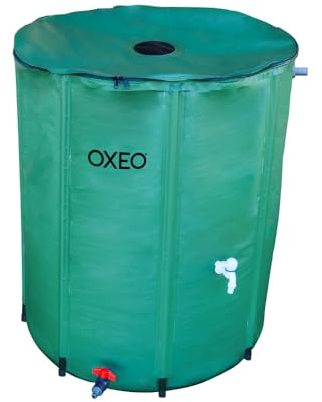 Oxeo Réservoir récupérateur eaux de Pluie 550 litres cuve Souple PVC armé - Pliable - avec Robinet et Soupape de Décharge - Filtre