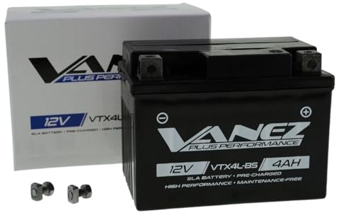 VANEZ SLA Batterie YTX4L-BS VTX4L-BS 12V 4Ah kompatibel mit Yamaha Aerox | Maße 113x70x85 mm, wartungsfrei, Vergleichstypen LTX5L-BS, YTX5L-BS, YTX5-3; kompatibel mit Aprilia, Baotian, MBK, Peugeot