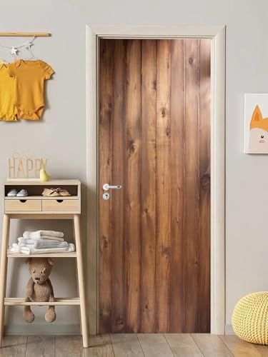 FLFK 3D Pericolo Legno Autoadesiva Adesivo per porta 77x200cm(Set di 2 fogli)-Murale Foto Adesivo da parete decalcomania Casa arredamento