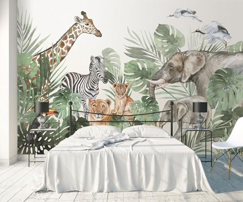songqians Papier Peint 3D Peinture Murale 200x140cm Faune De La Forêt Tropicale Papier Peint Panoramique Tapisserie Murales Salon Chambre