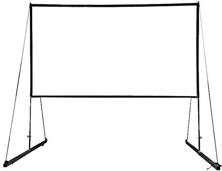 LANNADD Pantalla para proyector de 150 pulgadas, pantalla de proyección con soporte, pantalla enrollable 4K, pantalla enrollable de 16:9 HD, ideal para presentaciones de películas y oficinas en