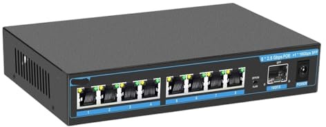 VLALAMNO 2.5G POE switch 2.5g network Ethernet switch 4 ports 8 ports unmanaged LAN hub fanless AI WTD plug and play (Color : POE Switch 9 Port)