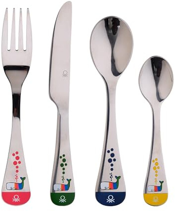 UNITED COLORS OF BENETTON. - SET 4PC Cubertería acero inoxidable Kids