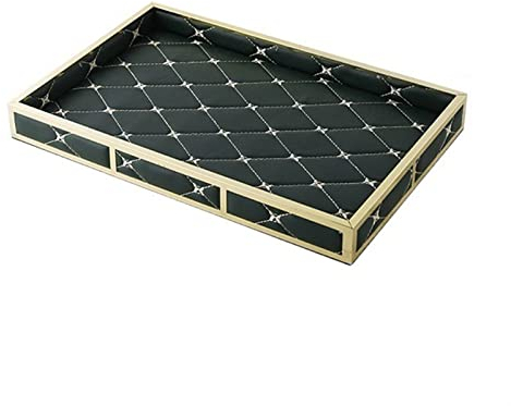 GLigeT Plateau de Service Plateau en Cuir PU Moderne et à la Mode, Plateau de Rangement en métal de Luxe léger, Plateau d'exposition de Bijoux for cafés et bijouteries Plateaux de Service (Color : B)