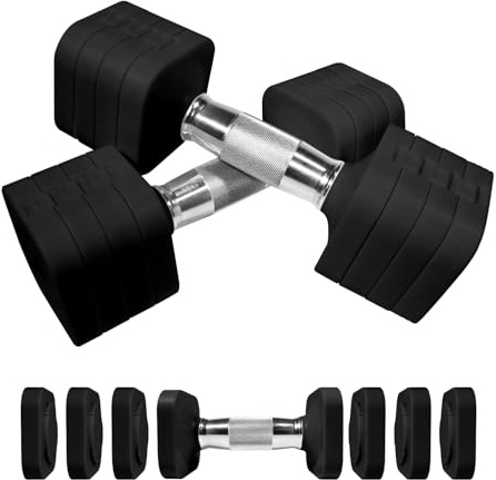 Passer Set di manubri Regolabili da 10 kg, 4 in 1 Set di Pesi Liberi per Donne e Uomini, Allenamento in Palestra a casa per l'allenamento della Forza - Nero