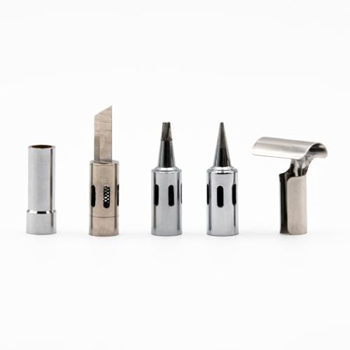 Iroda Solderpro 50K Spare Soldering Tips Set For Butane Soldering Iron Includes Conical Tip, Chisel Tip, Hot Knife tip, Heat Blower, Deflector
