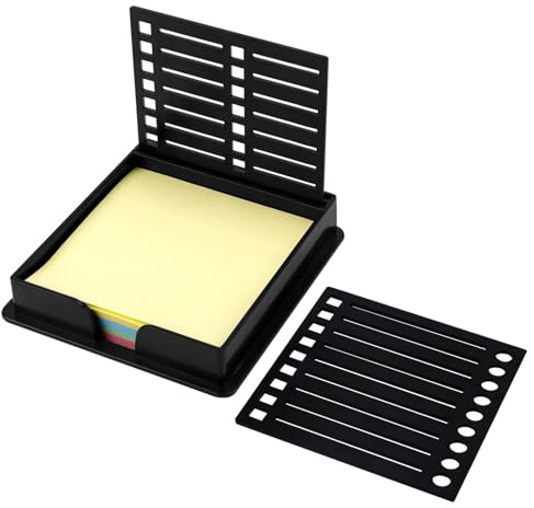 Haftnotiz-Schablone mit Haftnotiz, für 7,6x7,6cm Selbstklebenden Notizblock Haftnotizhalter mit Schablone Haftnotiz Organizer Spender für Schreibtisch Büro Zuhause Schulbedarf (Schwarz)