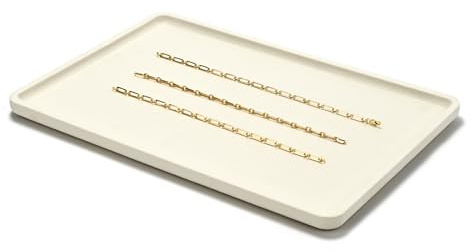 Papten Schmuckaufbewahrung Schmuck-Organizer schmucktablett stapelbar | schmucktablett groß,24×35×1.5CM,Beige,vorlagetablett schmuck,papten schmucktablett,schmuckeinsatz für schubladen