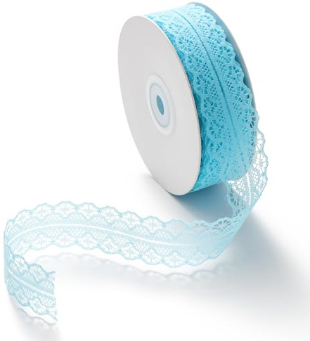 CHUQING Spitzenband Geschenkband Spitzenborte Zierband Spitze Schleifenband,3cm x 23 m Türkis