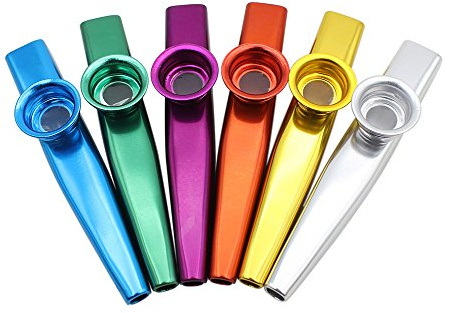 RuiJOTWAT 6-teiliges Kazoo-Set aus Metall mit Gitarre und Ukulele, tragbares Kartenset, Flöte, Musikinstrumente, einfach und leicht zu erlernen